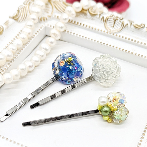 ヘアピン3点セット⑧ No.76 ヘアピン ヘアアクセサリー ヘアゴム 