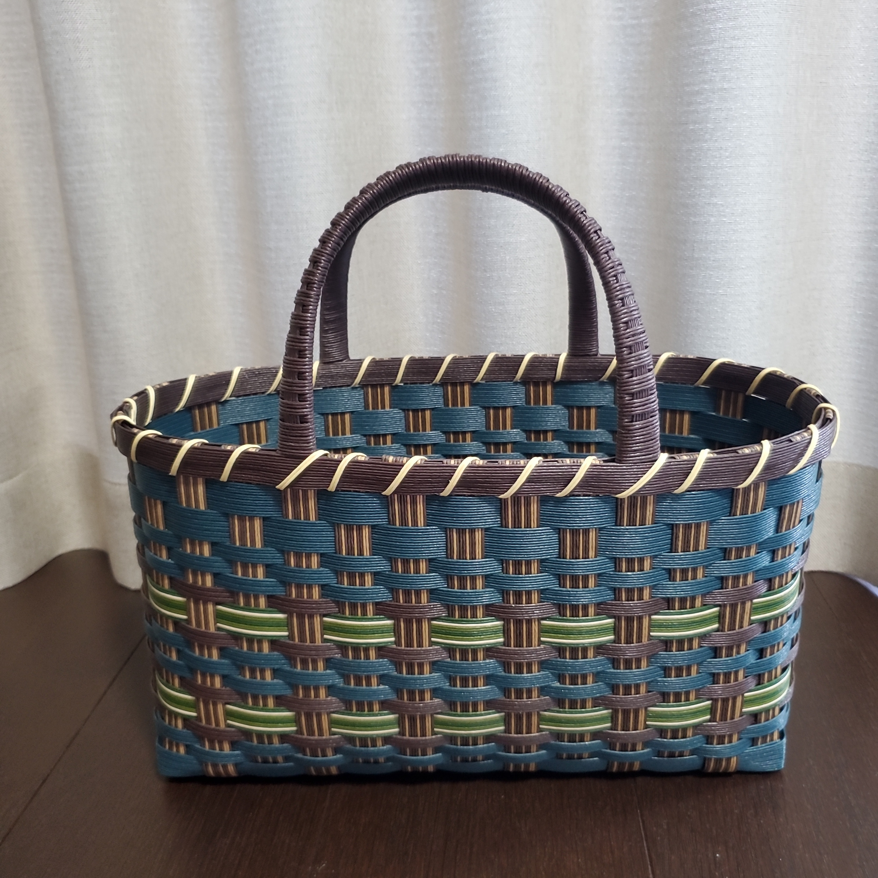 新品•未使用品☆湯布院クラフト かごバッグ 浴衣用 かごバッグ クラフトバンドバッグ【グリーン】 かご