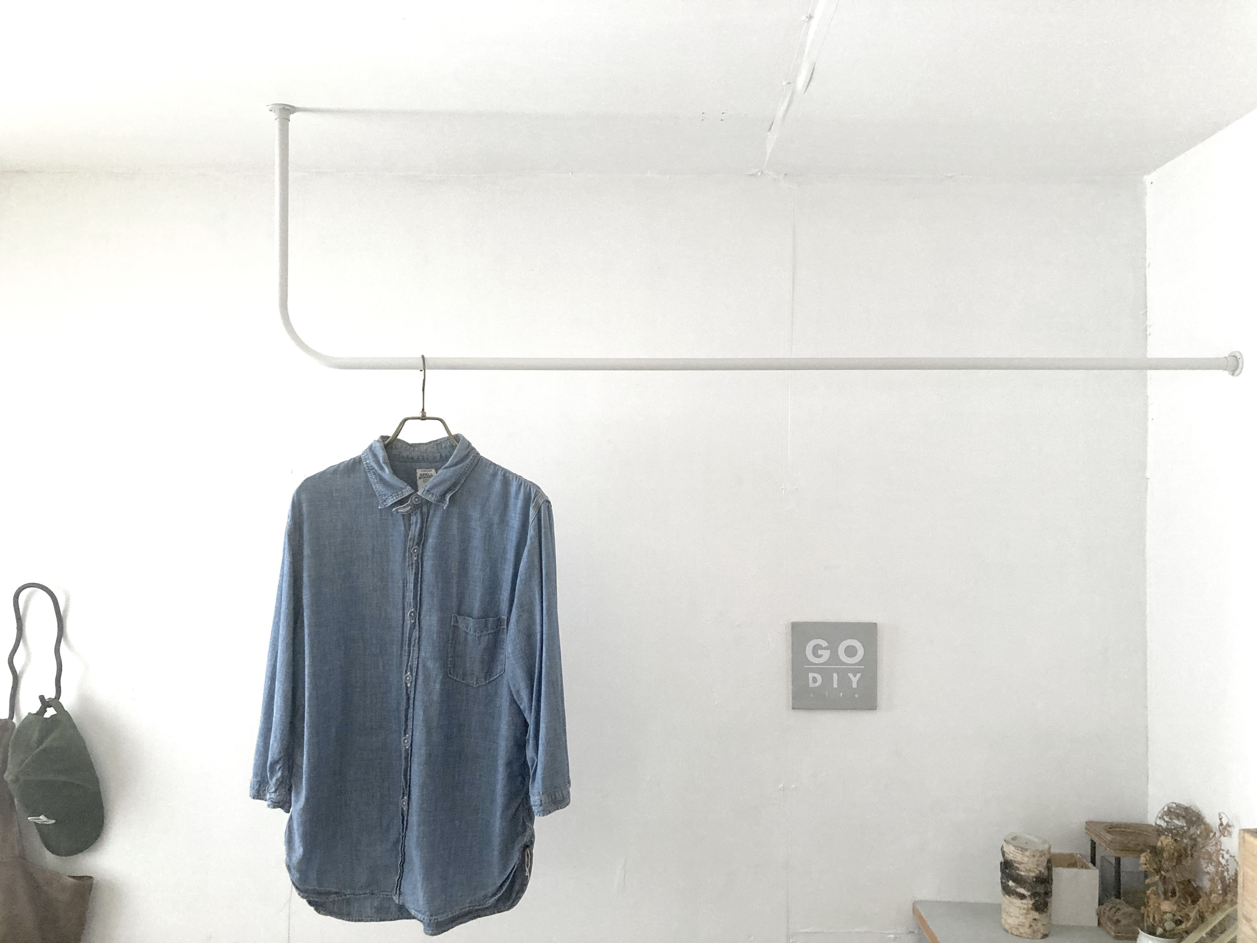 ランドリールームハンガーラックL字（ホワイト）