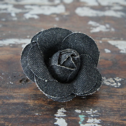 牛仔玫瑰胸花 [黑色]mediumrose dunim black 第2張的照片