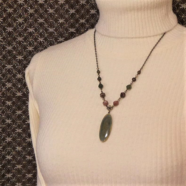 天然石ネックレス「インペリアルジャスパー -5.」　秋色  天然石　ペンダントネックレス　レア石　一点もの