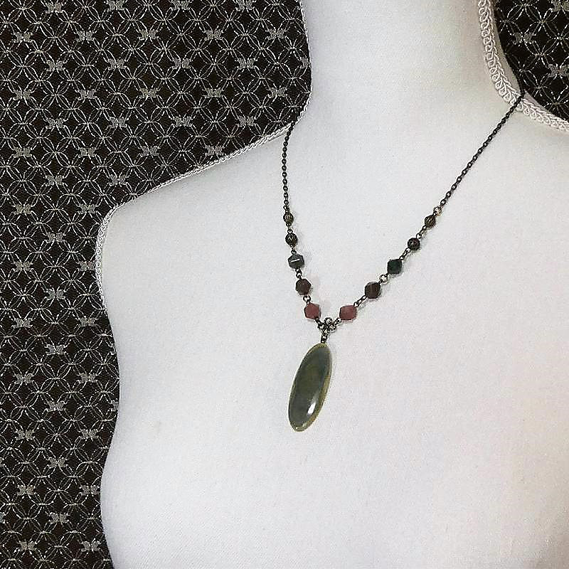 天然石ネックレス「インペリアルジャスパー -5.」　秋色  天然石　ペンダントネックレス　レア石　一点もの