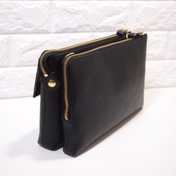 ★正在生產中★預計5月31日左右發貨★日本製造★真皮材質★超大尺寸★兩用★斜挎包★黑色★正面翻蓋口袋★ 第10張的照片