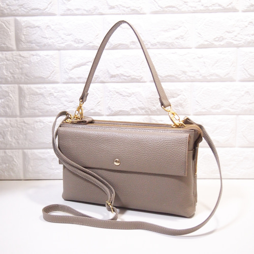 ☆ハンドメイド☆日本製☆本革☆L字ファスナー・特大寸☆2WAY☆斜め  