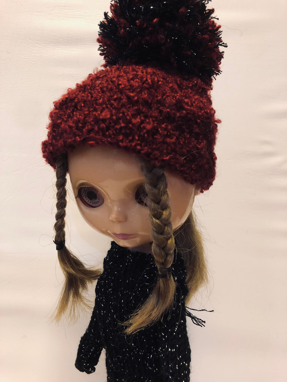 ＊＊Blytheアウトフィット　 ニット帽子＆ワンピ　セットアップ**　№35 1枚目の画像