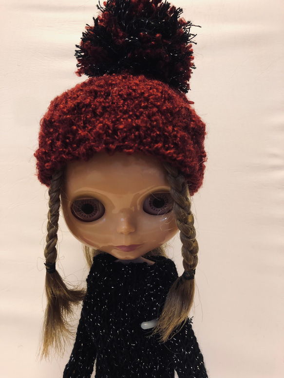 ＊＊Blytheアウトフィット　 ニット帽子＆ワンピ　セットアップ**　№35 2枚目の画像