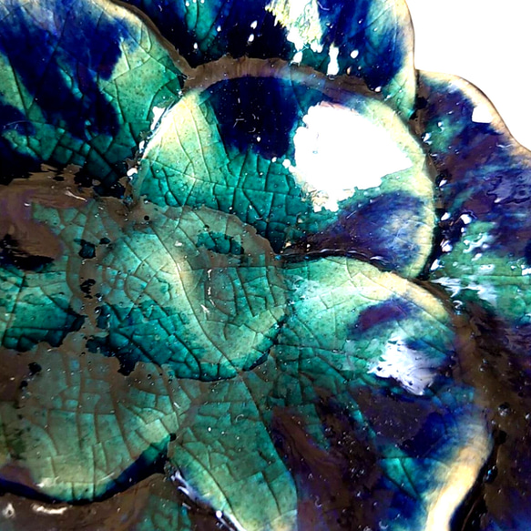 《秋の福袋3点セット》陶の豆皿・アクセサリートレー【紺碧のバラ】 6枚目の画像