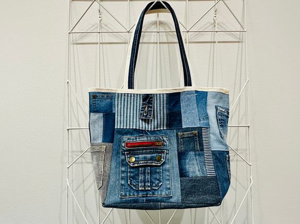 【A4収納可能】3way bag／デニムリメイク 楽天市場】SDGs リメイクデニム・ジーンズのA4サイズ収納可能大