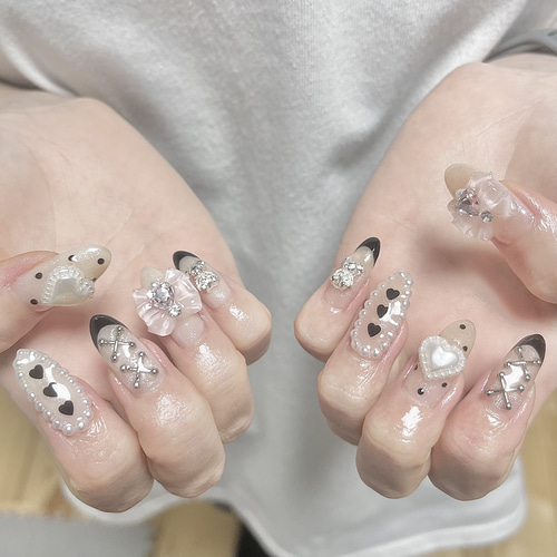 No.65】ガーリー♡地雷 量産型 サブカル ネイルチップ 推し ライブ た  