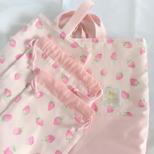 【予約販売】本 再販 入学入園【4点】セット(いちごミルク) その他入園グッズ 手提げ・レッスンバッグ・入園グッズ