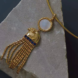 《イーグルヘッドスネーク》オリジナルデザイン 古代エジプト ハイセンス タッセルネックレス ゴールド キラキラ シェル 9枚目の画像