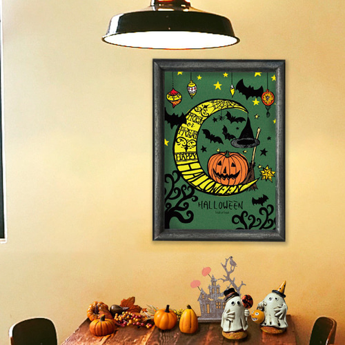 再販 ハロウィンの月 A4ポスター(グリーンorパープル) ※A3への変更可