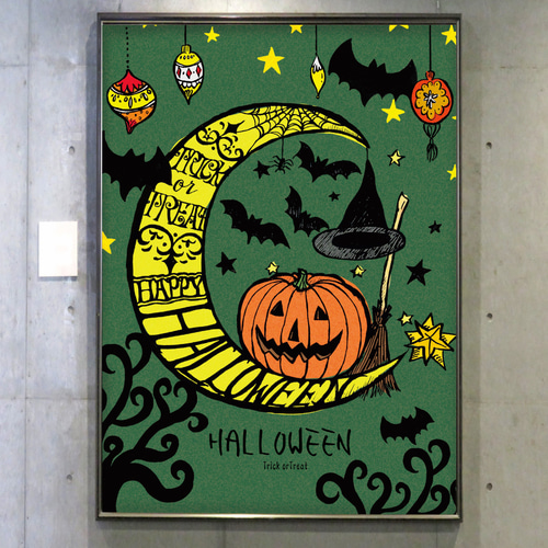 再販 ハロウィンの月 A4ポスター(グリーンorパープル) ※A3への変更可
