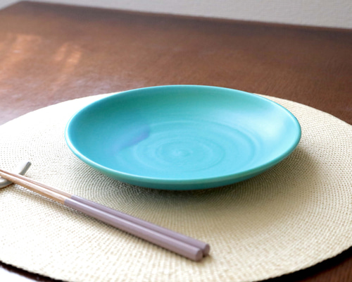 トルコ青マット釉の7寸皿 中皿 TSUCHI-HANAKI 通販 16442027｜Creema