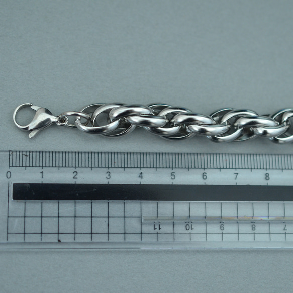 【送料無料】ステンレス製 ロープチェーン ボリュームブレスレット19cm/22cm 4枚目の画像