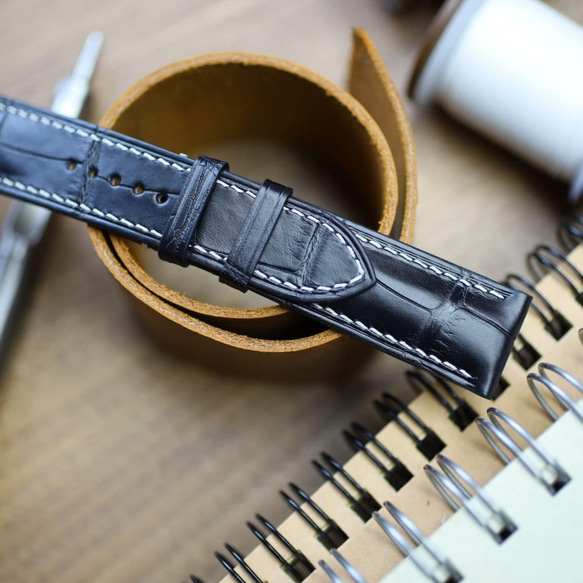 オーダー作製時計ベルト高級革時計ベルトワニ革時計ベルトア 4枚目の画像