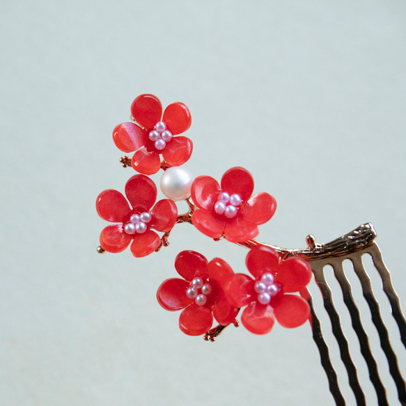ネモフィラ/ 梅の花のヘアコーム プラバン ヘアアクセサリー 髪飾り　 11枚目の画像