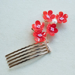 ネモフィラ/ 梅の花のヘアコーム プラバン ヘアアクセサリー 髪飾り　 6枚目の画像