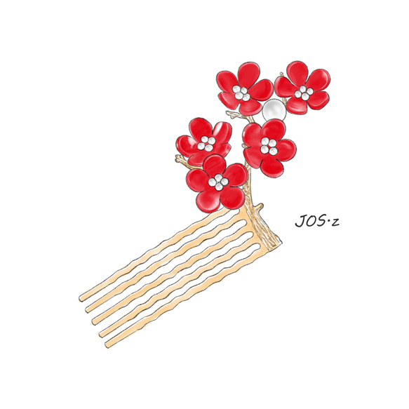ネモフィラ/ 梅の花のヘアコーム プラバン ヘアアクセサリー 髪飾り　 4枚目の画像