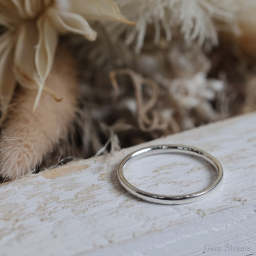 K18 /Pt900 1.5ミリ幅リング】Smooth ゴールド プラチナ シンプル つけ