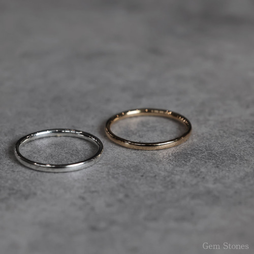 K18 /Pt900 1.5ミリ幅リング】Smooth ゴールド プラチナ シンプル つけ