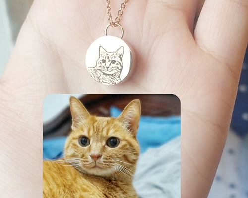 オーダーメイド レーザー彫刻でオンリーワンのネックレス（猫の