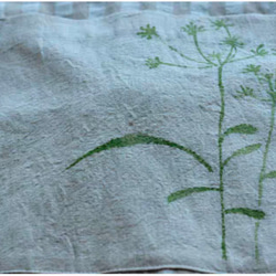 カーキ　チェック　手描き葉柄　綿　ポケット付き　ワンピース　レディースエプロン　 6枚目の画像