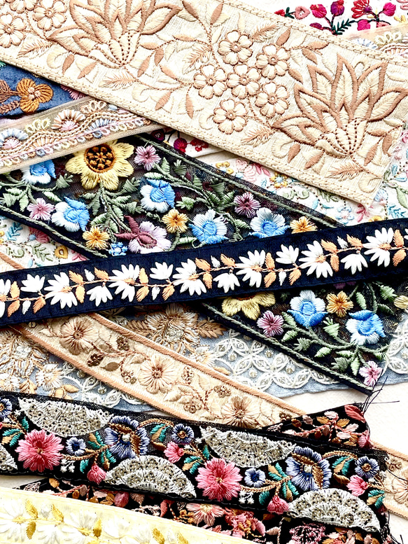 インド刺繍リボン  アソート【50cm×10本】ハンドメイド素材 (送料込) 3枚目の画像