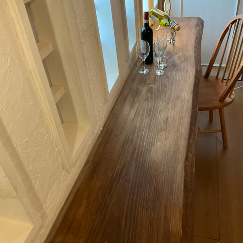 完売しました横2055 長もの 一枚板 ヒノキ カウンターテーブル カフェ