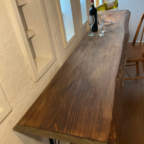 完売しました横2055 長もの 一枚板 ヒノキ カウンターテーブル カフェ