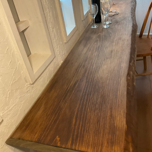 完売しました横2055 長もの 一枚板 ヒノキ カウンターテーブル カフェ