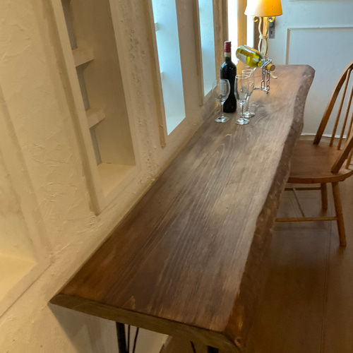 完売しました横2055 長もの 一枚板 ヒノキ カウンターテーブル カフェ