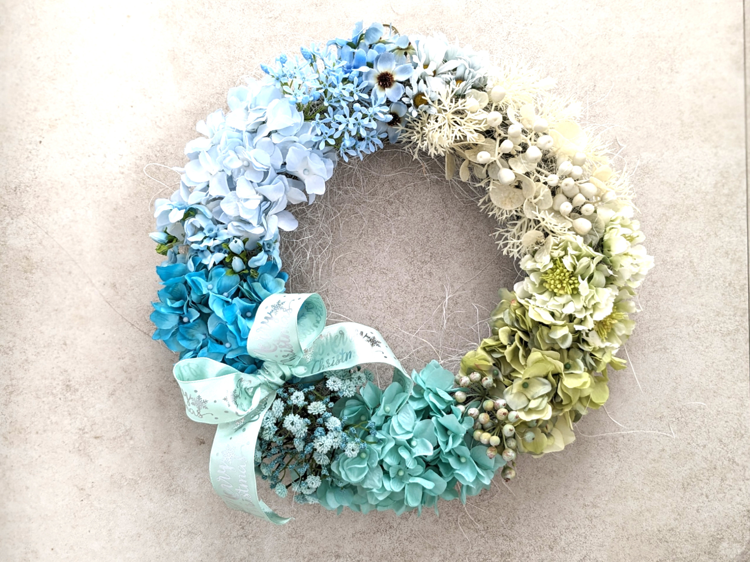 ブルー〜グリーンのグラデーションリース 早割クリスマス2023