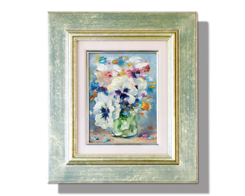 原画　一点もの　白い花-F10 油彩 額縁込み 原画 一点もの 白い花-F10 油彩 額縁込み - メルカリ