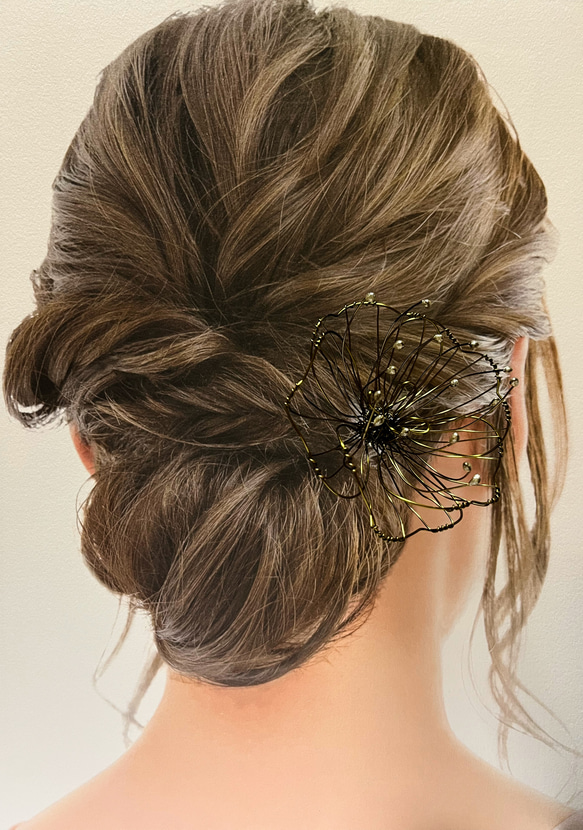 ブロンズのワイヤーフラワーの髪飾り かんざし ヘアアクセサリー ブロンズのワイヤーフラワーの髪飾り かんざし ヘアアクセサリー