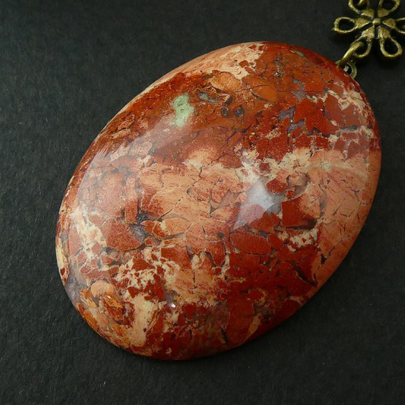 天然石ネックレス「プレシェイデッドジャスパー」　秋色　天然石　ペンダントネックレス　一点もの　秋のネックレス 2枚目の画像