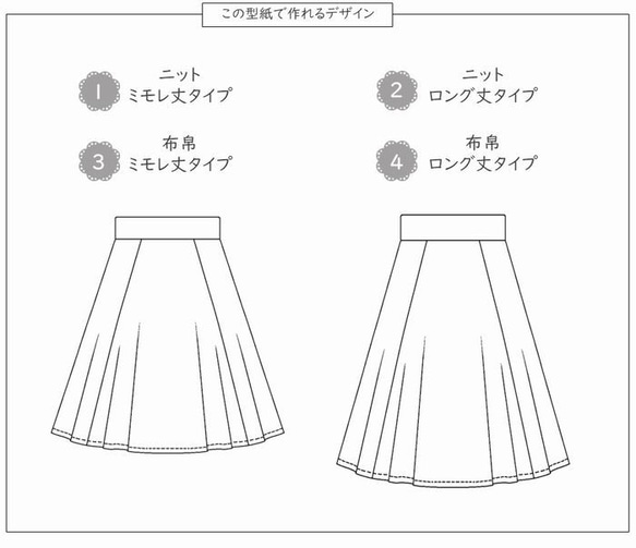 ジュニア レディース 型紙 パターン フレアー フォーマル｜４wayグレイスロング【Ａ３印刷型紙】※作り方レシピ付き 4枚目の画像