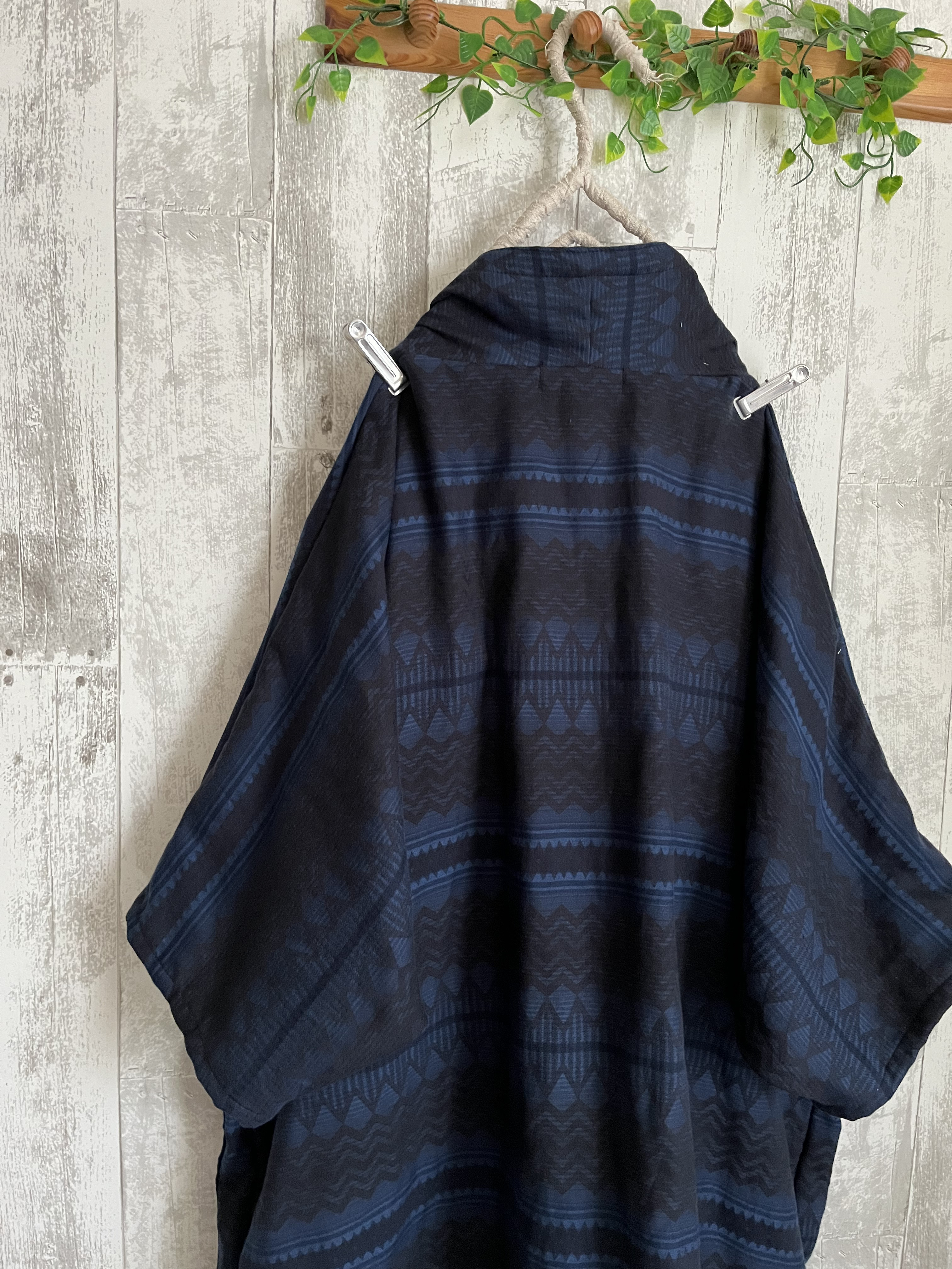 ネイティブ柄ダブルガーゼドルマンゆったりローブカーディガン