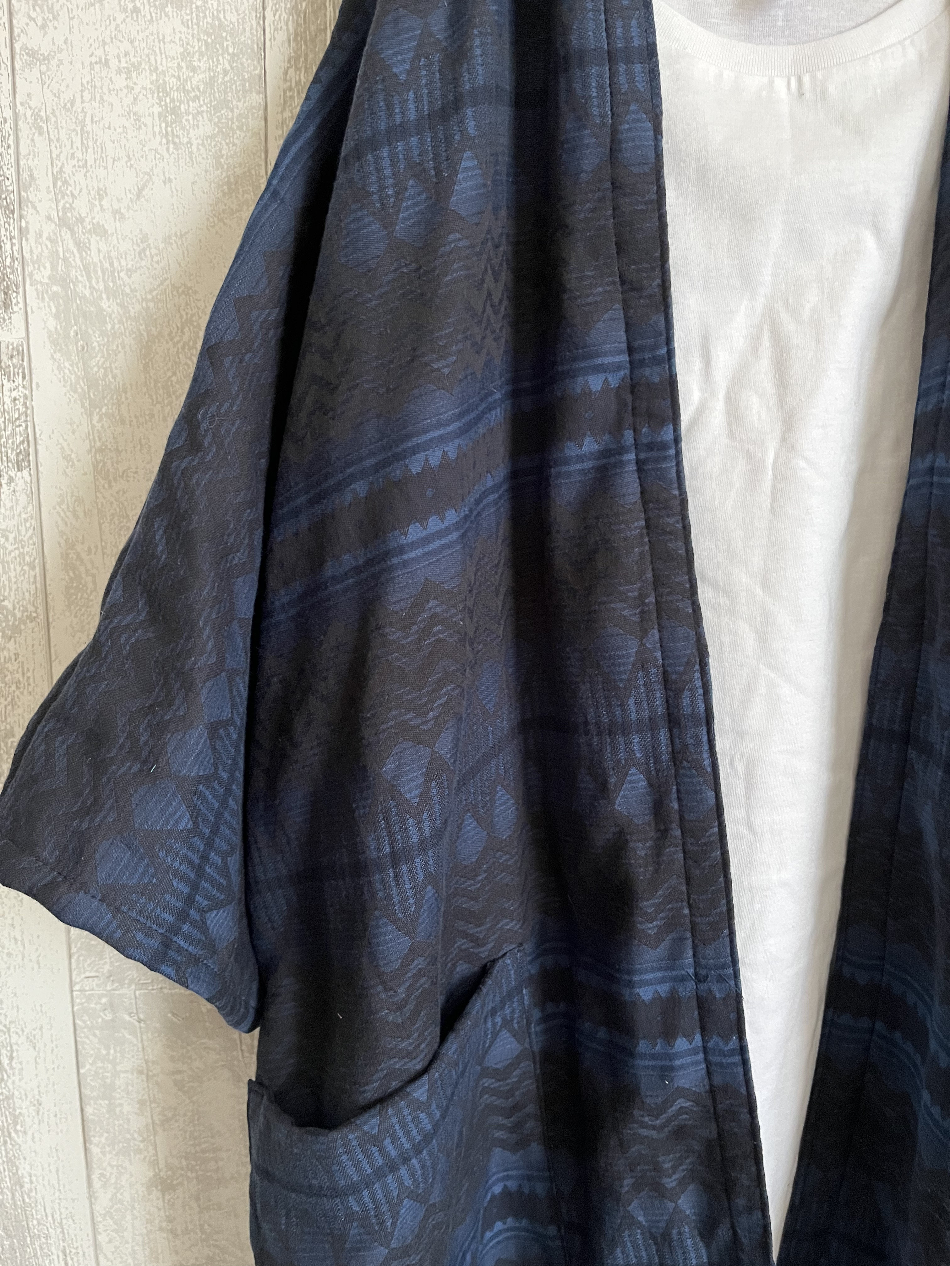 ネイティブ柄ダブルガーゼドルマンゆったりローブカーディガン