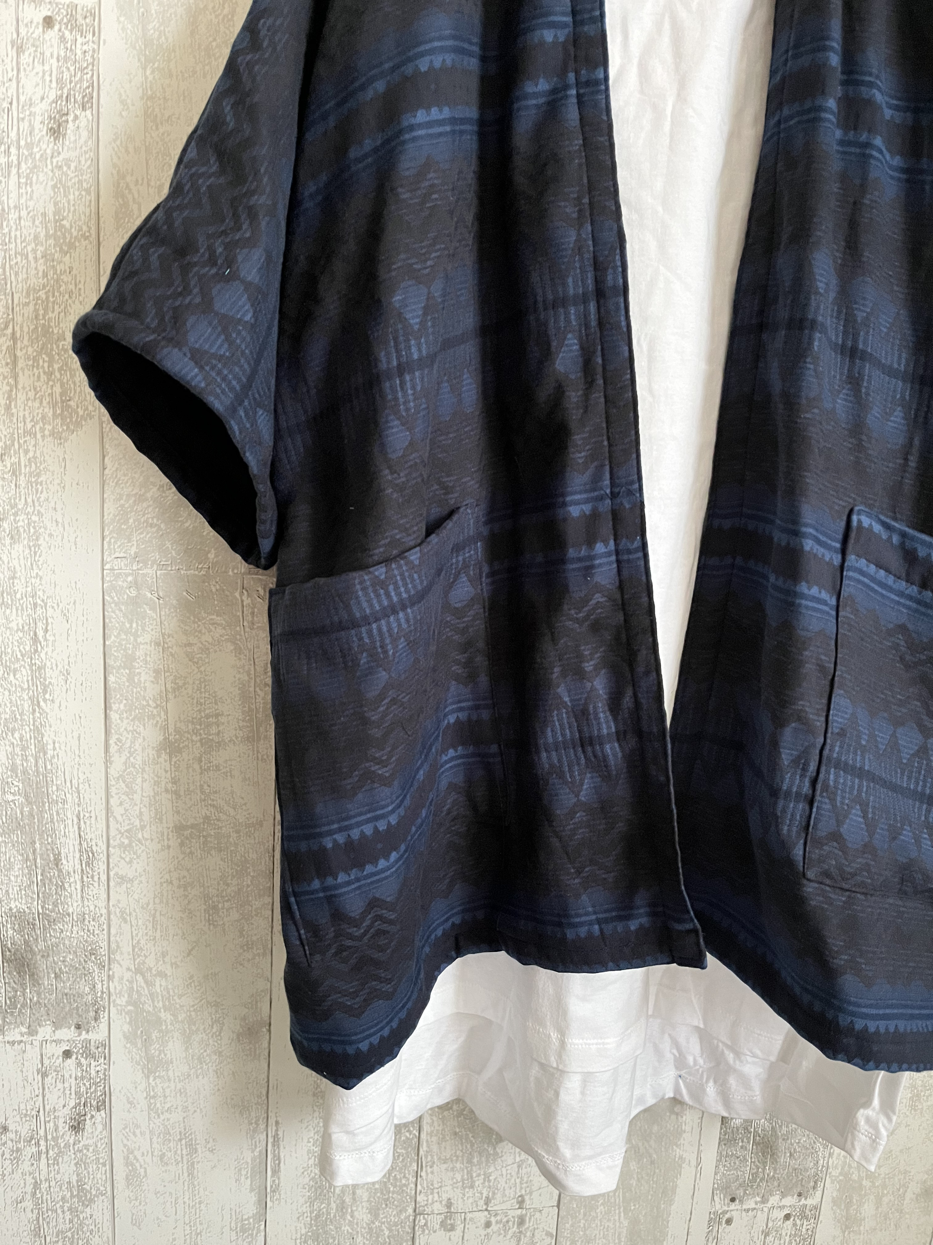 ネイティブ柄ダブルガーゼドルマンゆったりローブカーディガン