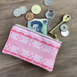 畳縁　硬幣錢包　名片夾　日式　沖繩的傳統圖案　沖繩　 粉色 第2張的照片