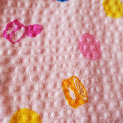ネコ、時々サカナのカラフルな水玉模様●　立体マスク　薄手　大　ピンク　リップル生地　インナー　カバー　浴衣 甚平 現品 12枚目の画像