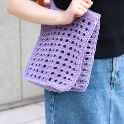 鏤空格子鬆餅手提包 - 香芋紫 SB003-013 第7張的照片