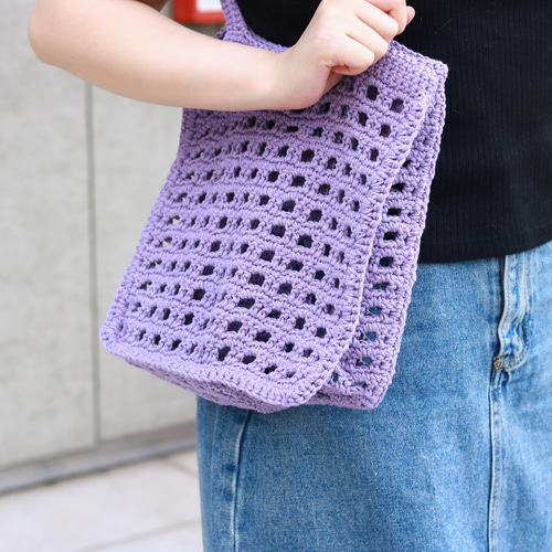 はんび　トートバッグ　ハンドメイド　ブラック　パープル コード刺繍三つ編み手フォーマルトートバッグ | 999-400531
