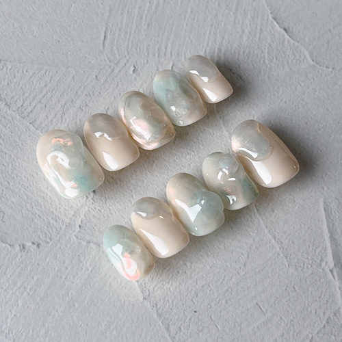 カラー廃盤のため残り1セットです】ネイルチップ/くすみカラー/ミント