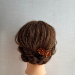 紫陽花アナベルの髪飾り「ショコラ＆キャラメル」 4枚目の画像
