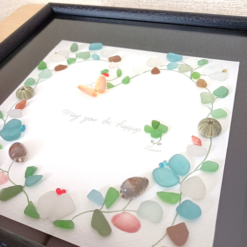 ＊シーグラスアート BOX＊ シーグラスアート 観葉植物 遊ぶ小鳥たち | CatusSquash