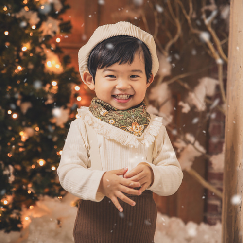 お名前刺繍可！】ブラウンが人気のいちご泥棒 バンダナ型 ブラウンの6  