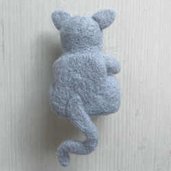 【受注生産】羊毛フエルト リングピロー（ねこさん：ロシアンブルー） 6枚目の画像