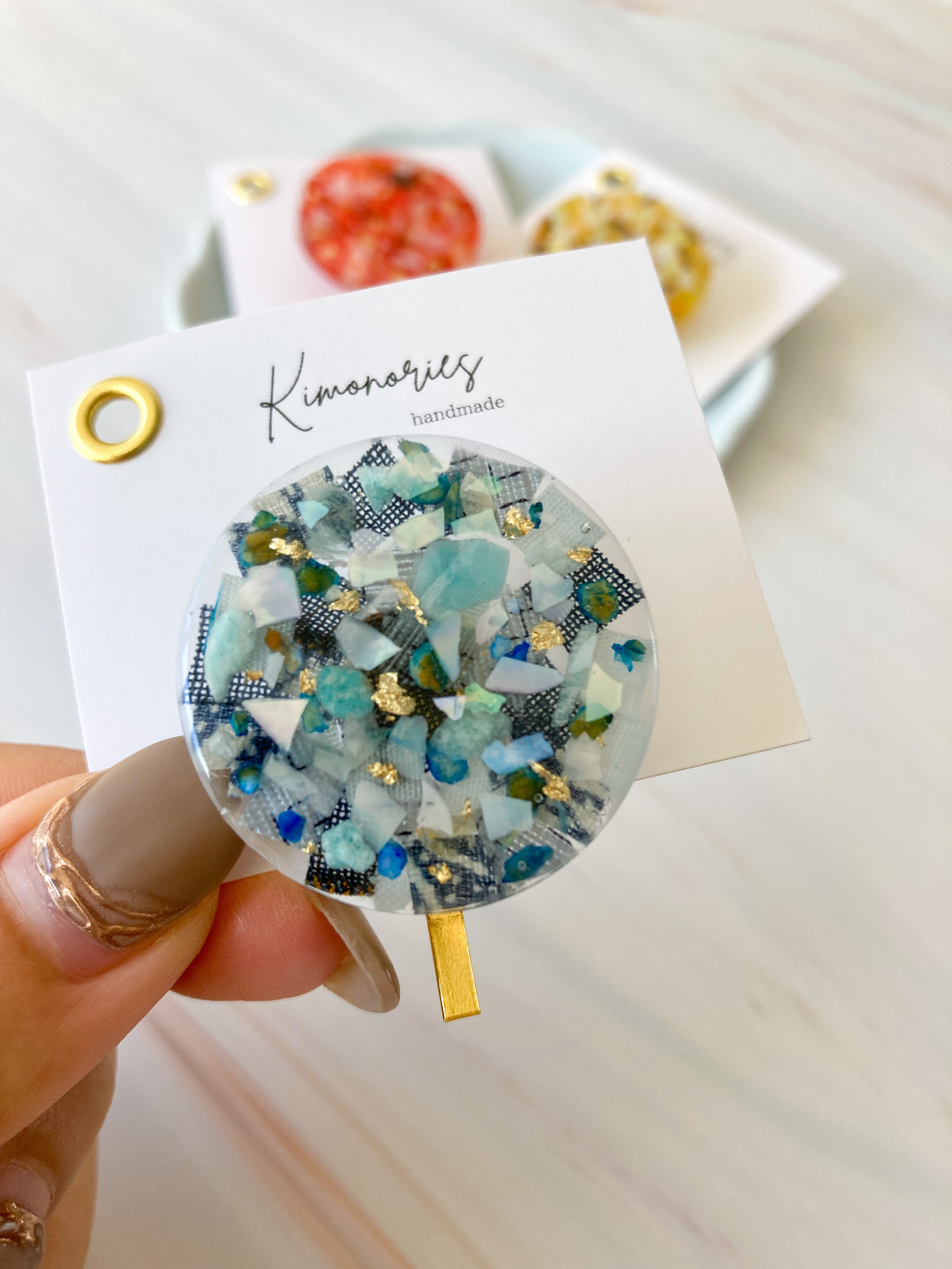 【1631】レジン　紅葉　ヘアゴム　ポニーフック　ブロ―チ　ハンドメイド